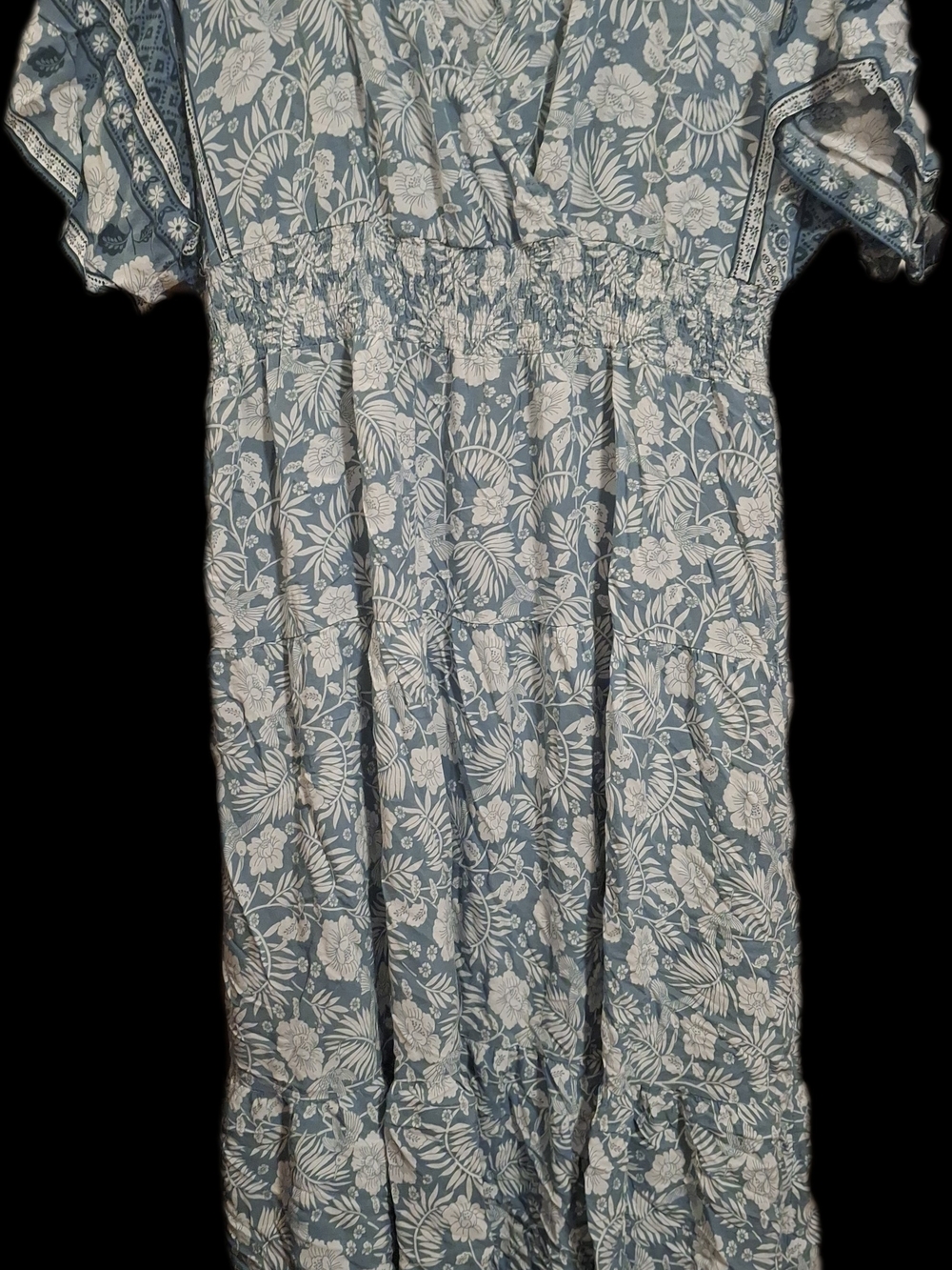 Women’s Blue Floral Smocked Waist Top